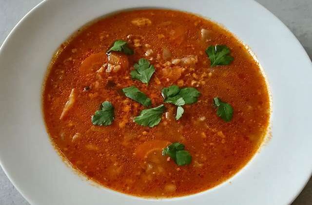 Суп харчо без мяса с томатной пастой 